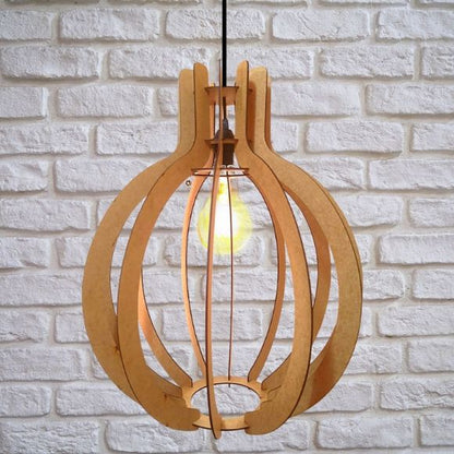 Luminária pendente Jupiter em MDF, referência LCD0016, Cor: MDF cru. Foto 2 do produto.