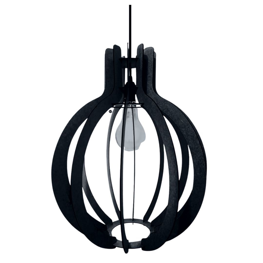 Luminária pendente Jupiter em MDF, referência LCD0016, Cor: Preto. Foto 1 do produto.