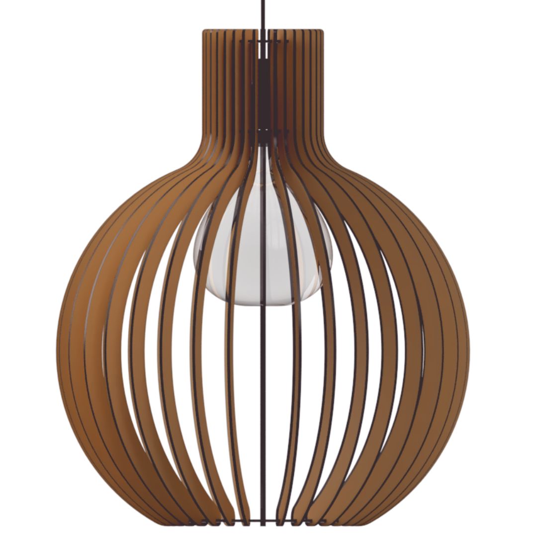 Luminária pendente Cúpula em MDF, referência LCD0017, Cor: Marrom. Foto 1 do produto.