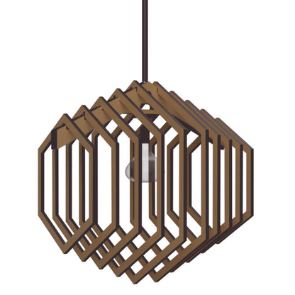Luminária pendente Hexagonal em MDF, Cor: Marrom. Foto 1 do produto.