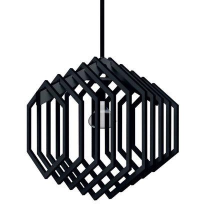 Luminária pendente Hexagonal em MDF, Cor: Preto. Foto 1 do produto.