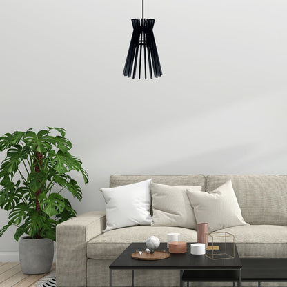 Luminária pendente Havana em MDF, Cor: Preto. Foto 2 do produto.
