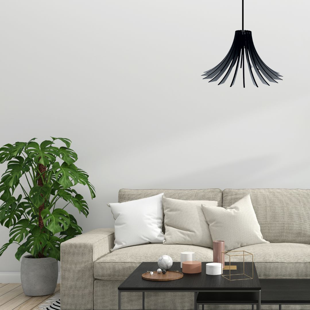 Luminária pendente Dalia em MDF, Cor: Preto. Foto 2 do produto.