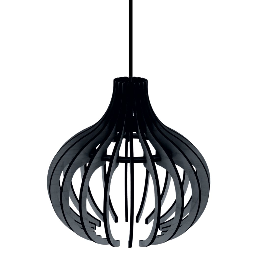 Luminária pendente Diana em MDF, Cor: Preto. Foto 1 do produto.