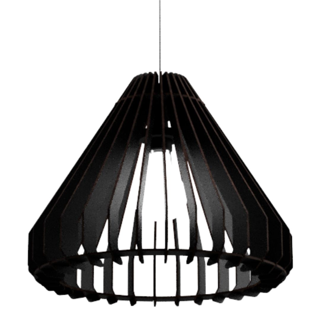 Luminária pendente Cone em MDF, Cor: Preto. Foto 1 do produto.