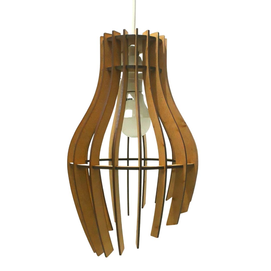 Luminária pendente Garra em MDF, Cor: MDF cru. Foto 1 do produto.