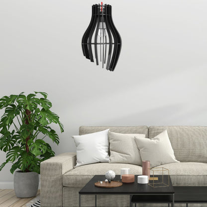 Luminária pendente Garra em MDF, Cor: Preto. Foto 2 do produto.