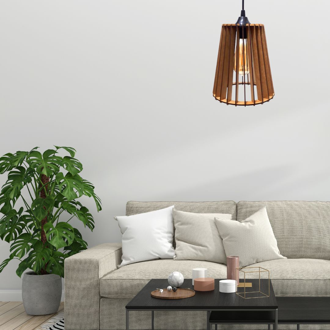 Luminária pendente Cairo em MDF, Cor: MDF cru. Foto 2 do produto.