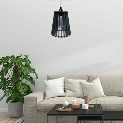 Luminária pendente Cairo em MDF, Cor: Preto. Foto 2 do produto.