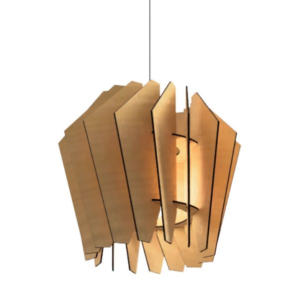 Luminária pendente Espiral em MDF, Cor: MDF cru. Foto 1 do produto.