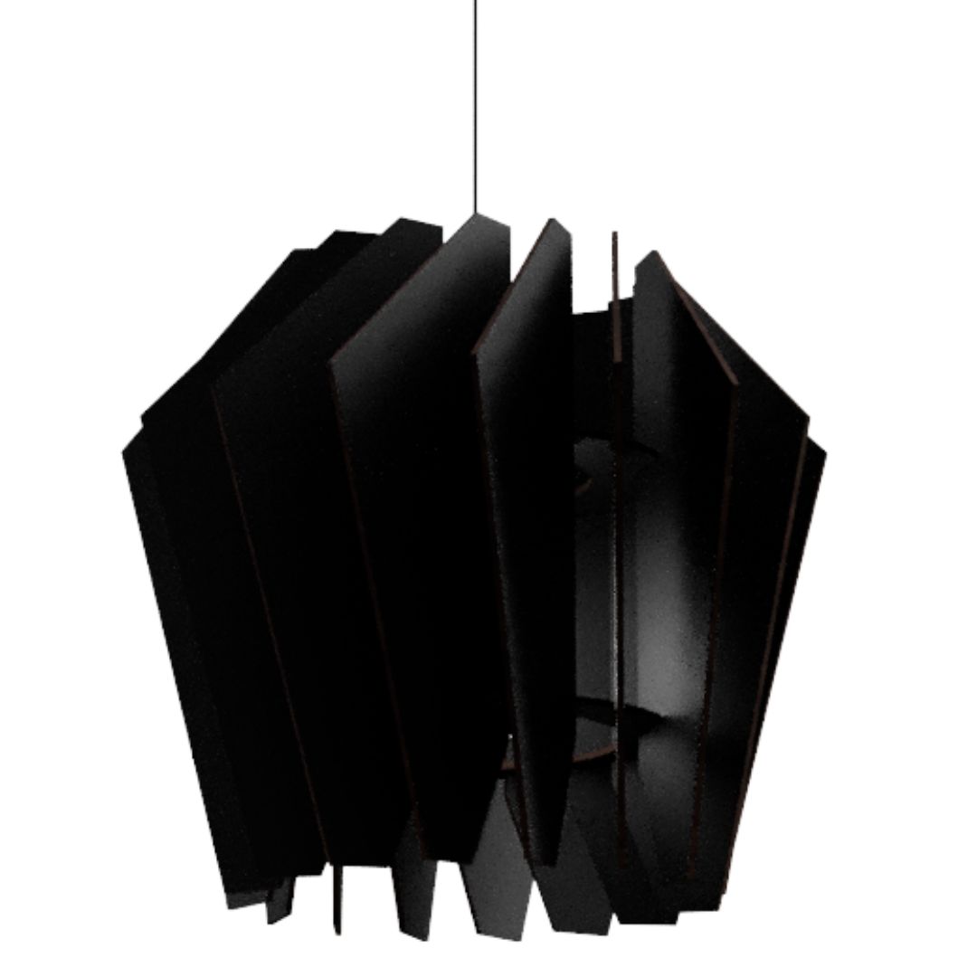 Luminária pendente Espiral em MDF, Cor: Preto. Foto 1 do produto.