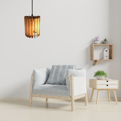 Luminária pendente Quito em MDF, Cor: MDF cru. Foto 2 do produto.