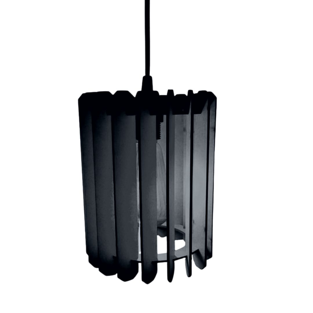 Luminária pendente Quito em MDF, Cor: Preto. Foto 1 do produto.