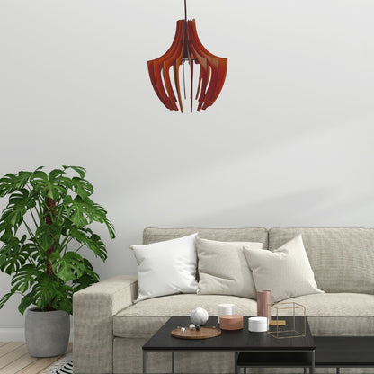 Luminária pendente Aranha em MDF, Cor: Marrom. Foto 2 do produto.