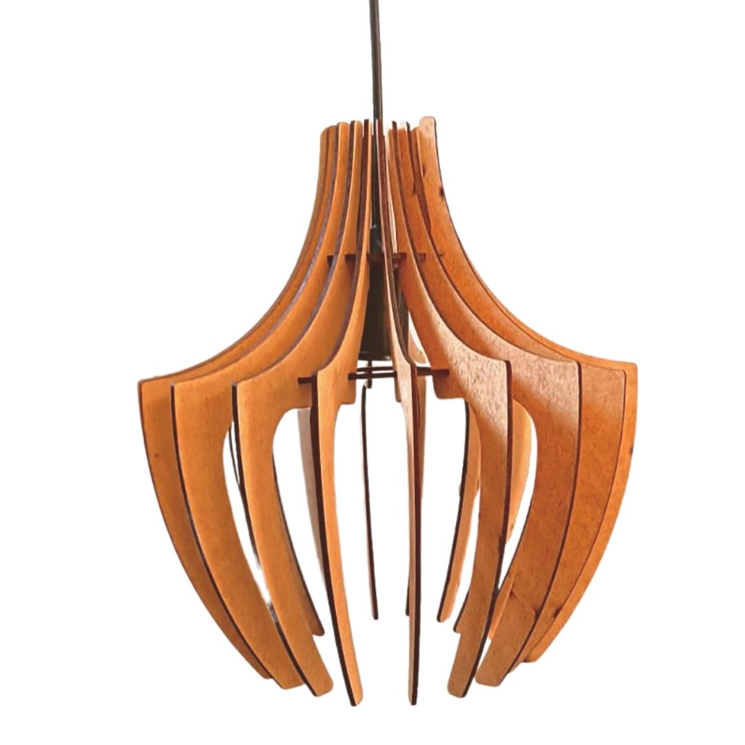 Luminária pendente Aranha em MDF, Cor: MDF cru. Foto 1 do produto.