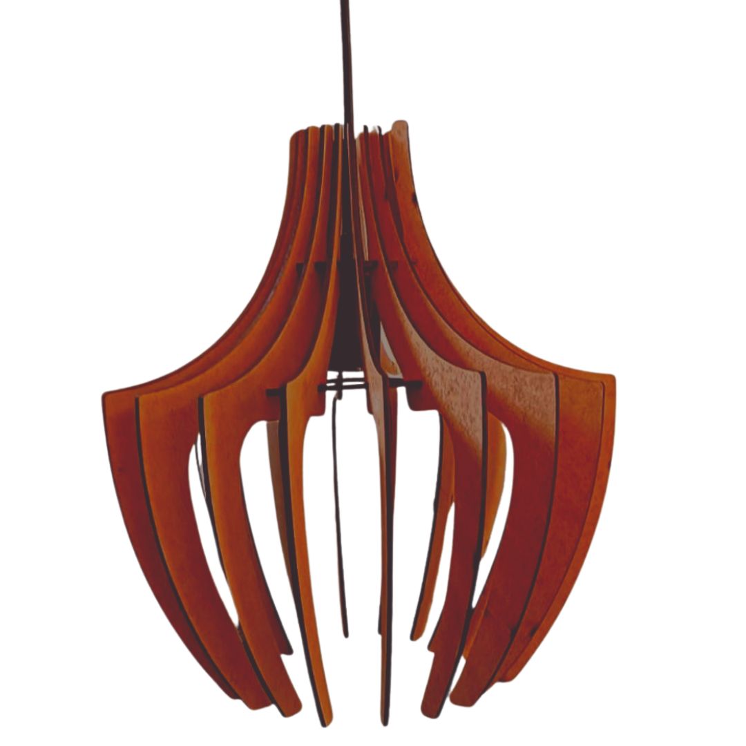 Luminária pendente Aranha em MDF, Cor: MDF cru. Foto 3 do produto.