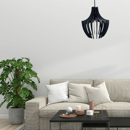 Luminária pendente Aranha em MDF, Cor: Preto. Foto 3 do produto.