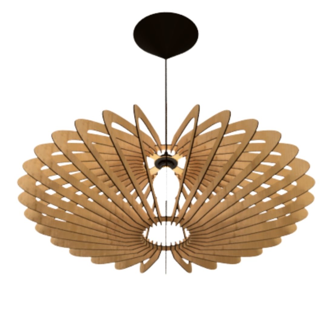 Luminária pendente Mercúrio em MDF, Cor: MDF cru. Foto 1 do produto.