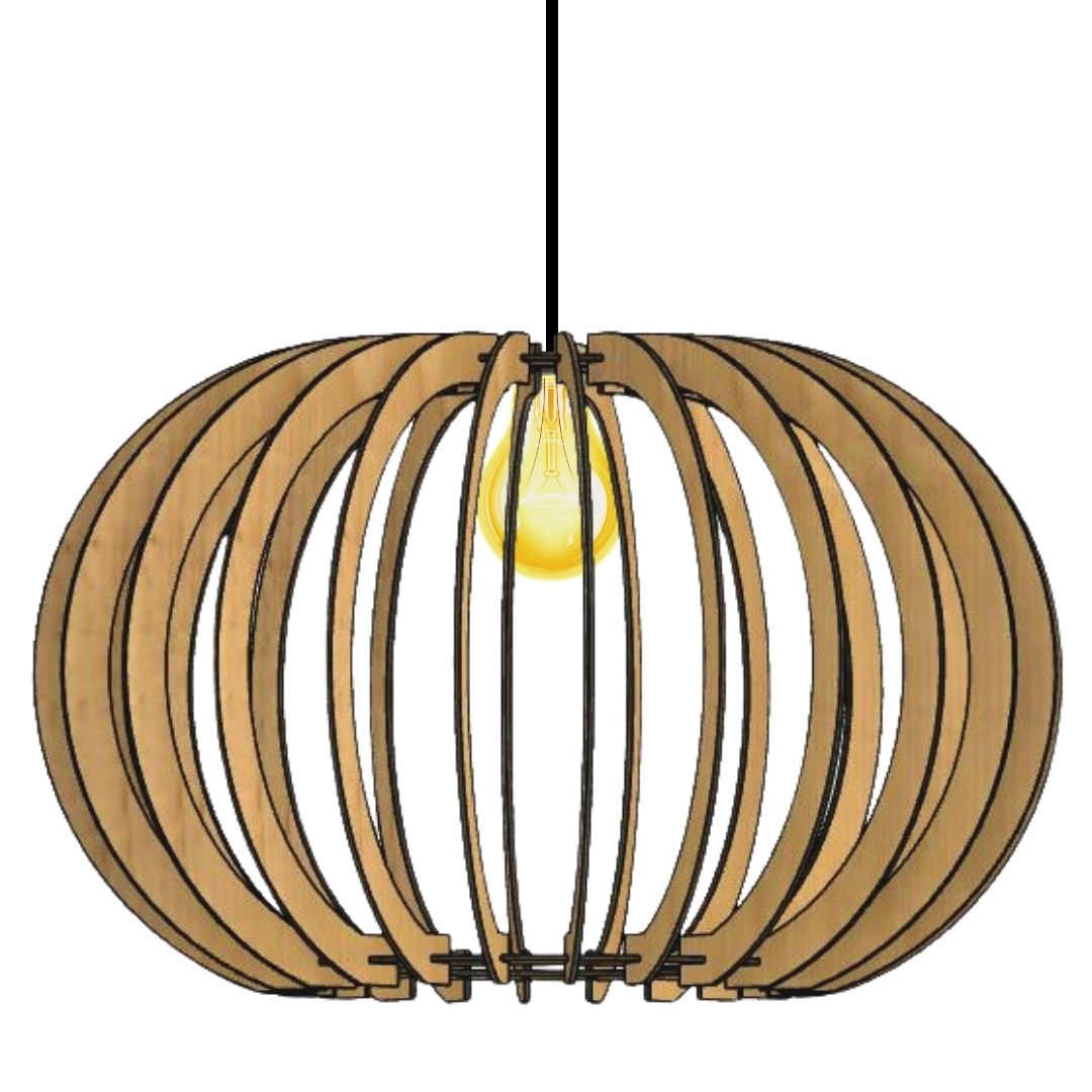 Luminária pendente Deusa em MDF, Cor: MDF cru. Foto 1 do produto.