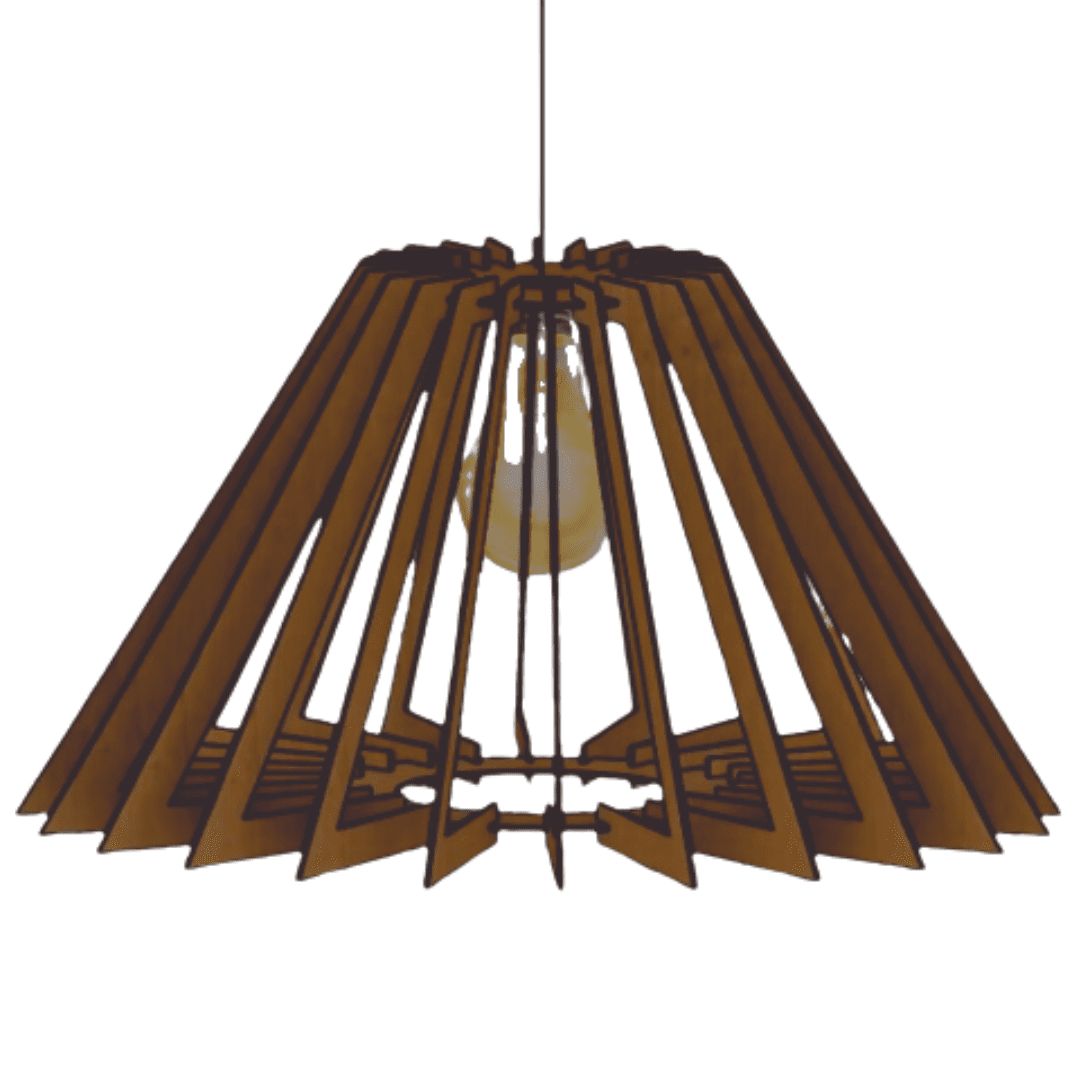 Luminária pendente Pirâmide em MDF, Cor: Mdf marrom. Foto 1 do produto.
