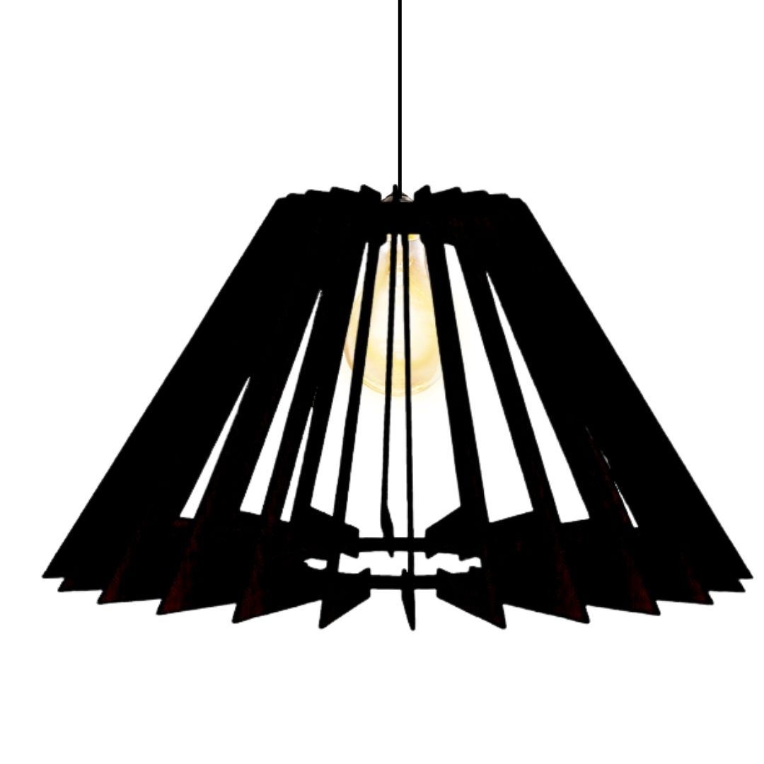 Luminária pendente Pirâmide em MDF, Cor: Preto. Foto 1 do produto.
