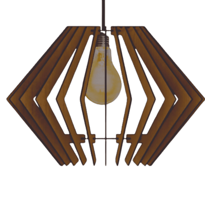 Luminária pendente Diamante em MDF, Cor: Mdf marrom. Foto 1 do produto.
