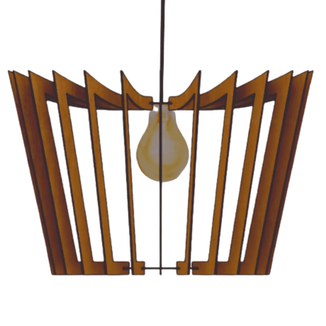 Luminária pendente Coroa em MDF, referência LCD0127, Cor: Mdf marrom. Foto 1 do produto.