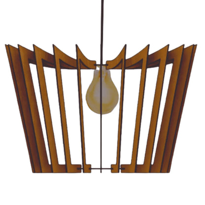 Luminária pendente Coroa em MDF, referência LCD0127, Cor: Mdf marrom. Foto 1 do produto.