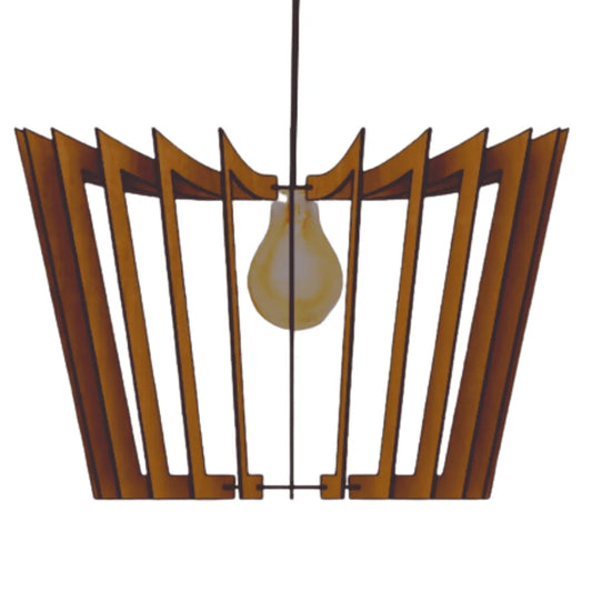Luminária pendente Coroa em MDF, referência LCD0127, Cor: Mdf marrom. Foto 1 do produto.