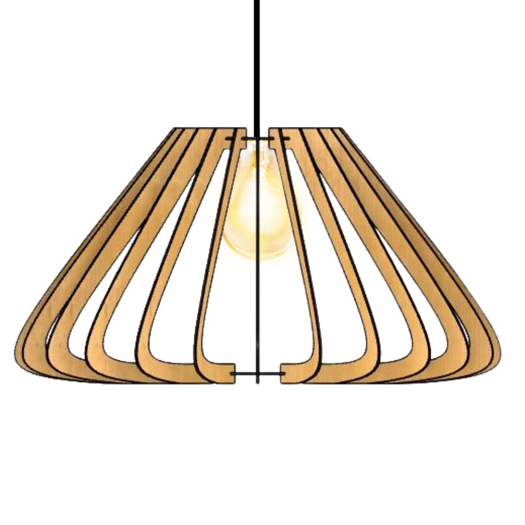Luminária pendente Macau em MDF, Cor: MDF cru. Foto 1 do produto.