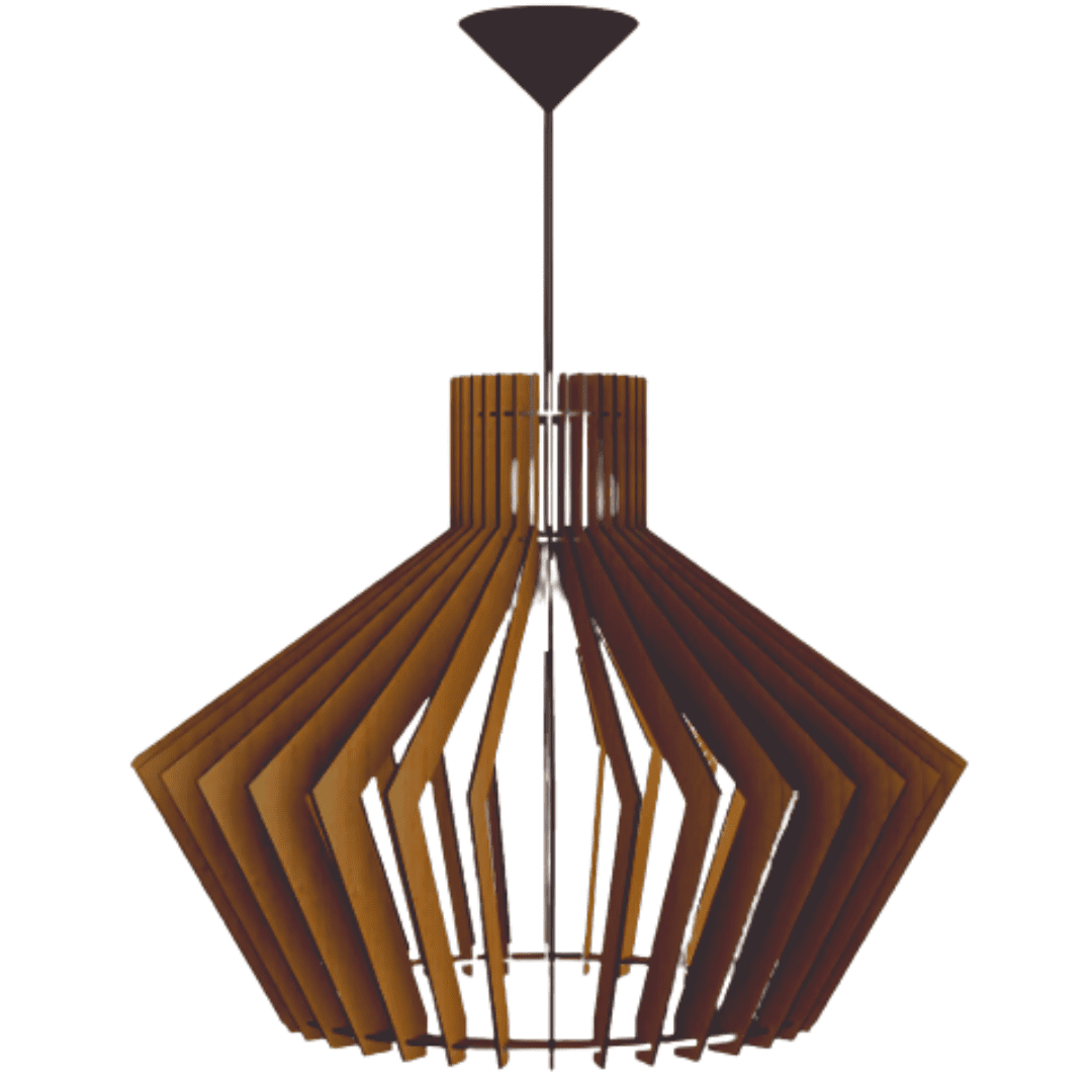 Luminária pendente Cristal em MDF, Cor: Mdf marrom. Foto 1 do produto.
