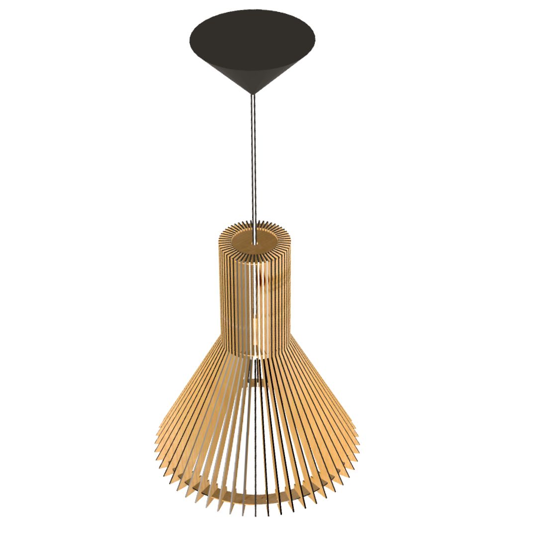 Luminária pendente Funil em MDF, referência LCD0131, Cor: MDF cru. Foto 1 do produto.