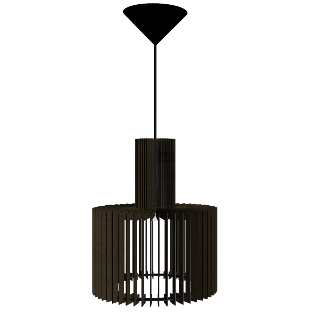 Luminária pendente Moscou em MDF, Cor: Preto. Foto 1 do produto.