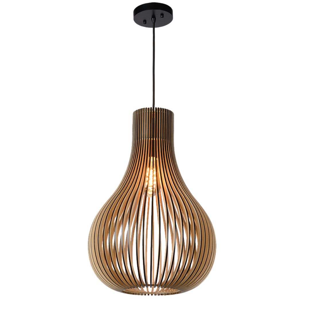 Luminária pendente Madri em MDF, Cor: MDF cru. Foto 1 do produto.