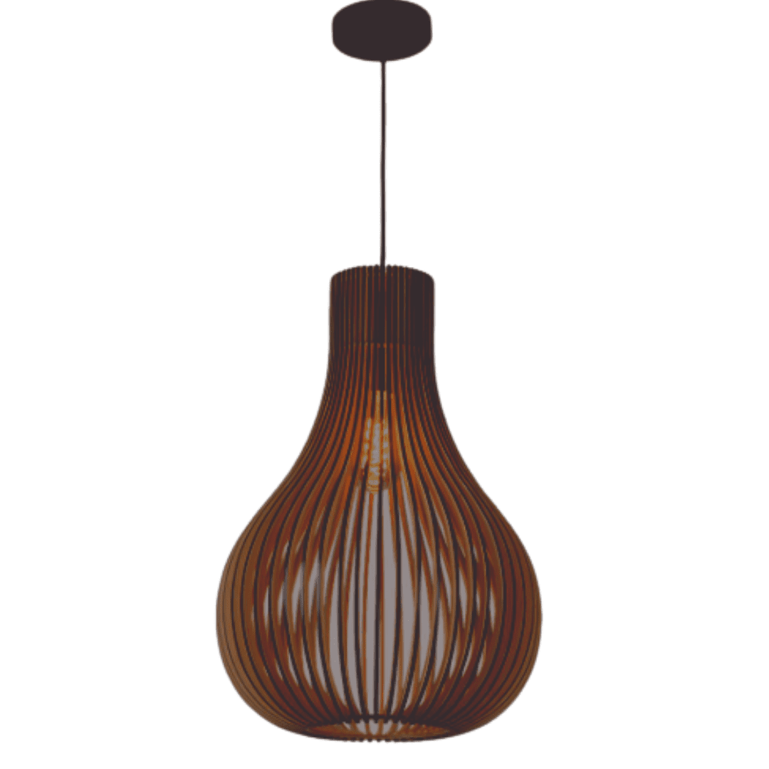 Luminária pendente Madri em MDF, Cor: Marrom. Foto 1 do produto.