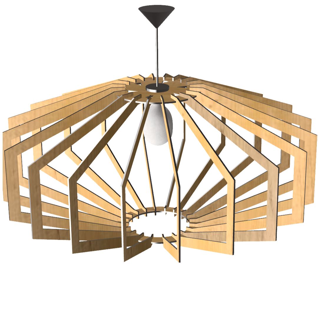 Luminária pendente Trapezio em MDF, Cor: MDF cru. Foto 1 do produto.