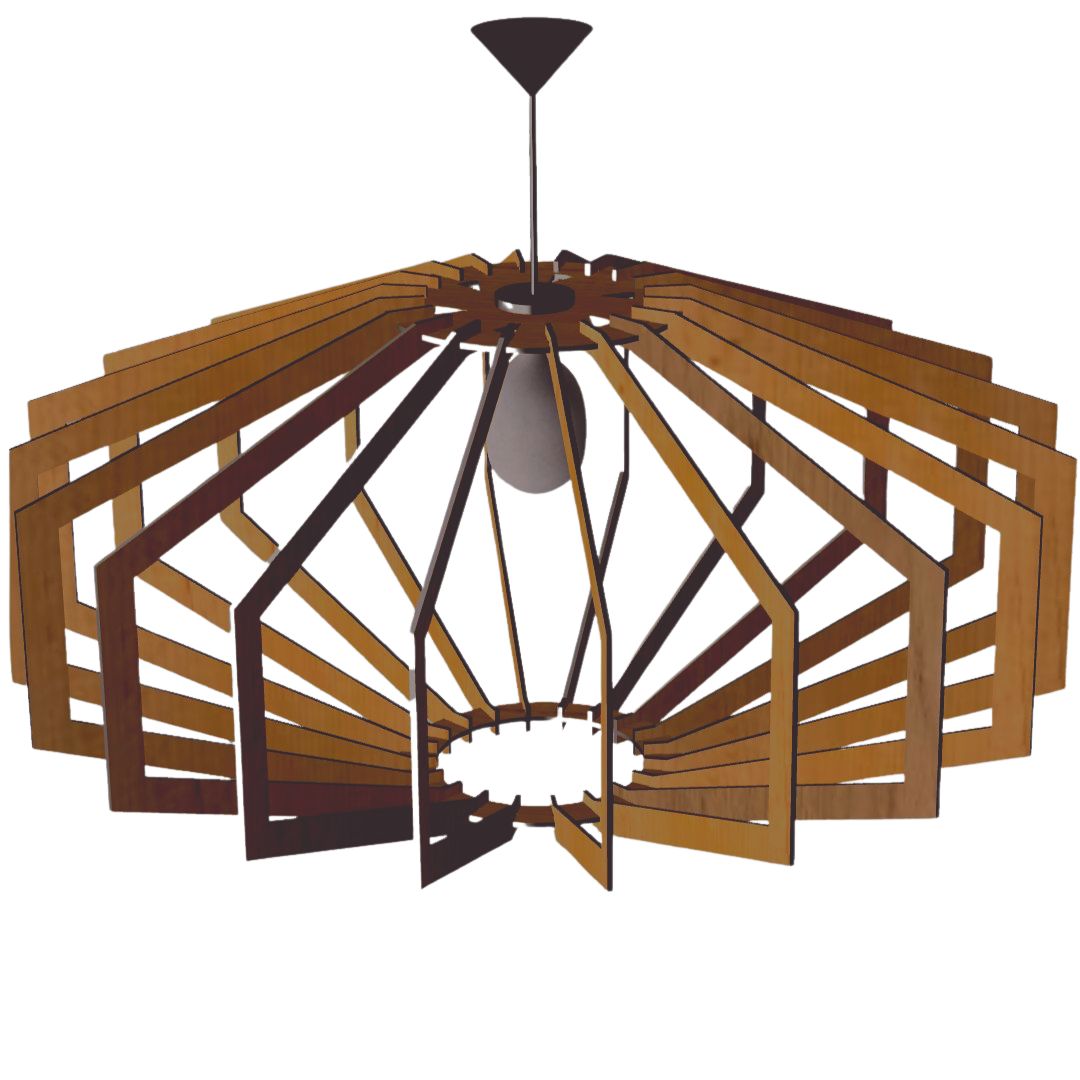 Luminária pendente Trapezio em MDF, Cor: Marrom. Foto 1 do produto.
