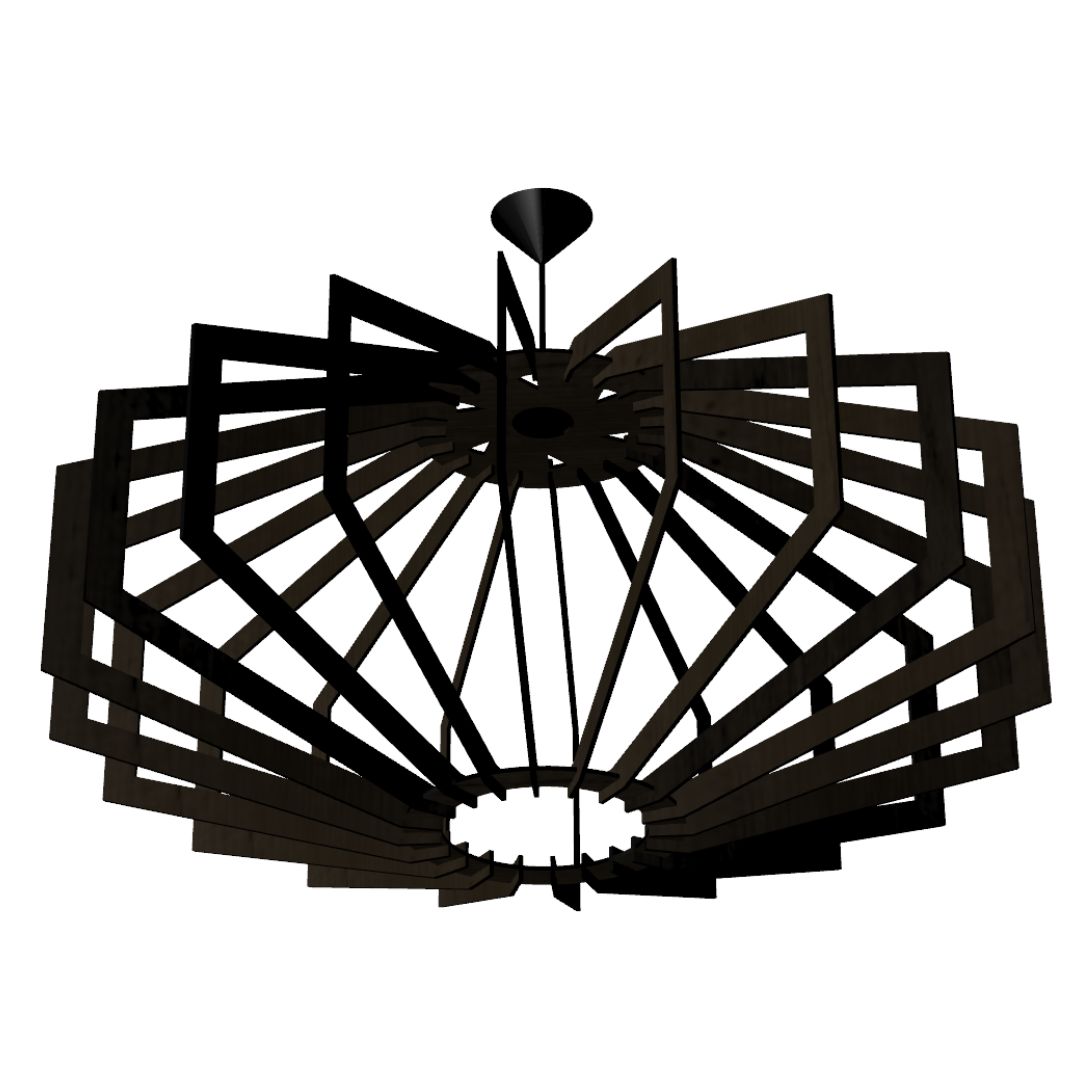 Luminária pendente Trapezio em MDF, Cor: Preto. Foto 1 do produto.