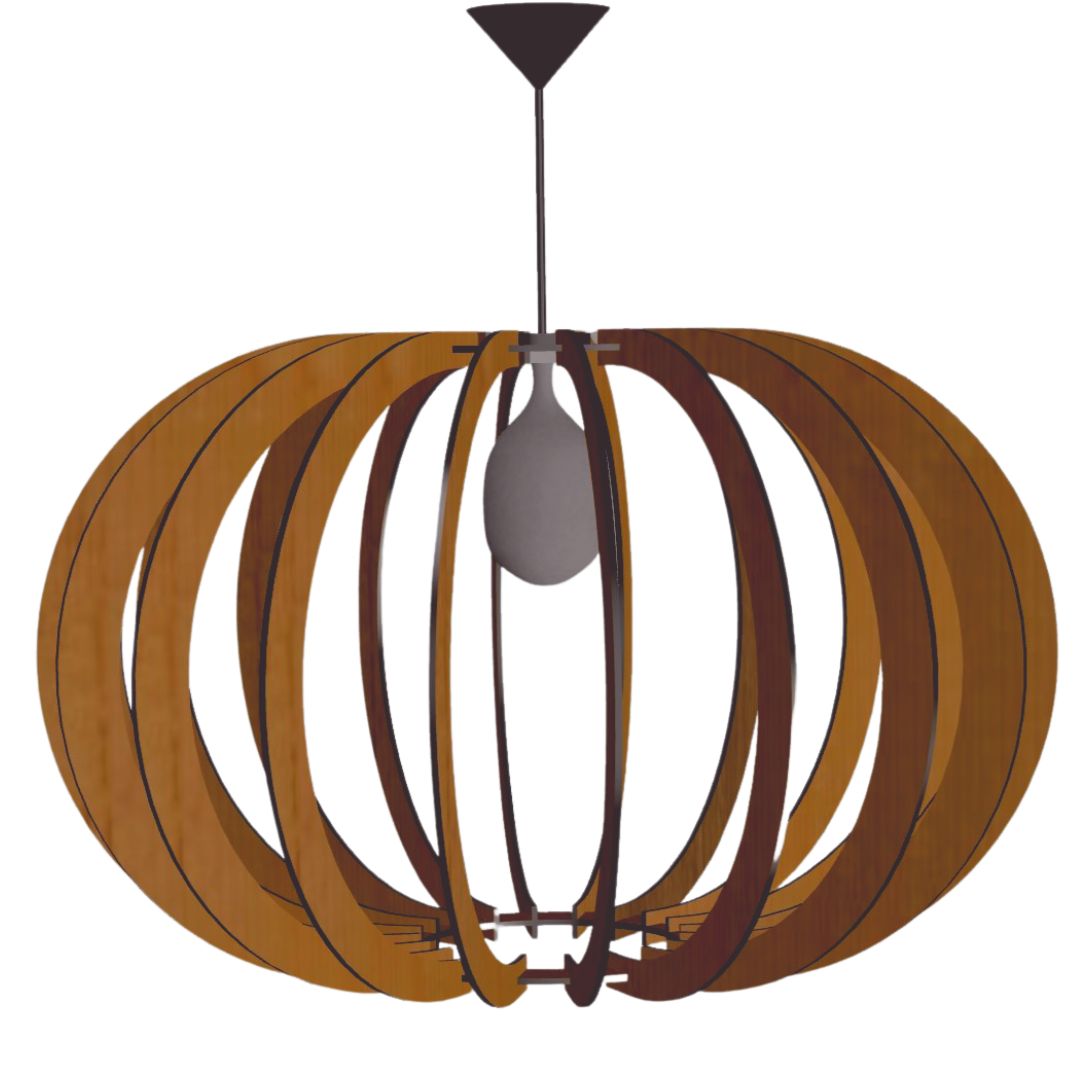 Luminária pendente Olimpía em MDF, Cor: Marrom. Foto 1 do produto.