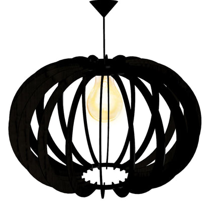 Luminária pendente Olimpía em MDF, Cor: Preto. Foto 1 do produto.