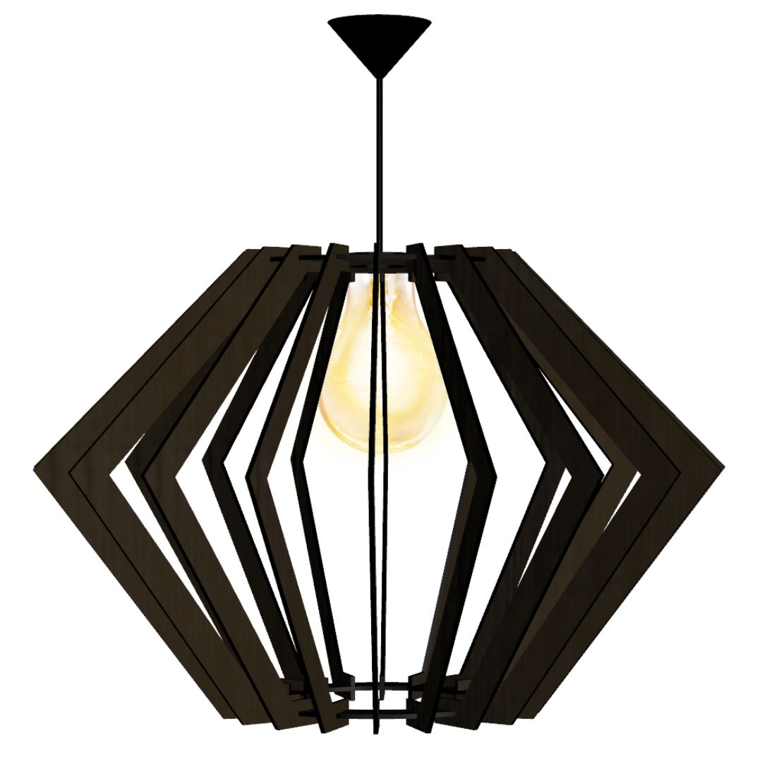 Luminária pendente Pegasus em MDF, Cor: Preto. Foto 1 do produto.