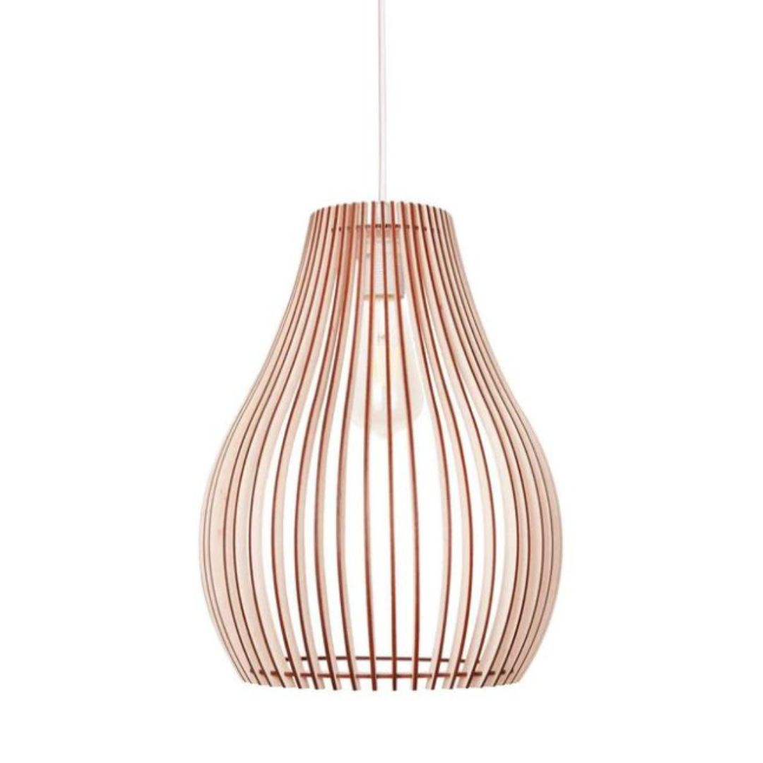 Luminária pendente Antares em MDF, Cor: MDF cru. Foto 1 do produto.