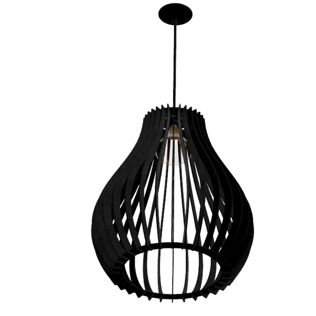 Luminária pendente Antares em MDF, Cor: Preto. Foto 1 do produto.