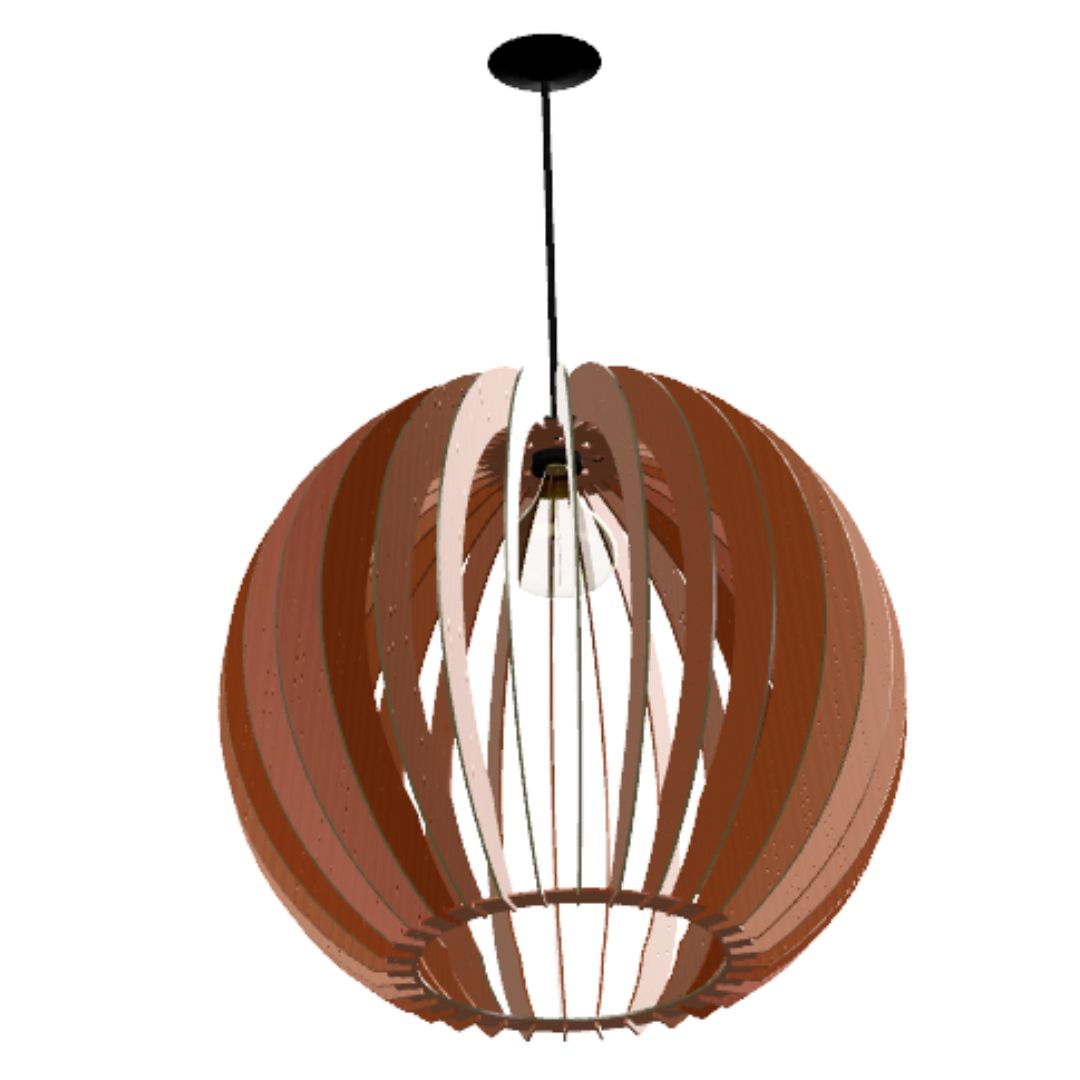 Luminária pendente Cupula em MDF, referência LCD0140, Cor: Marrom. Foto 1 do produto.
