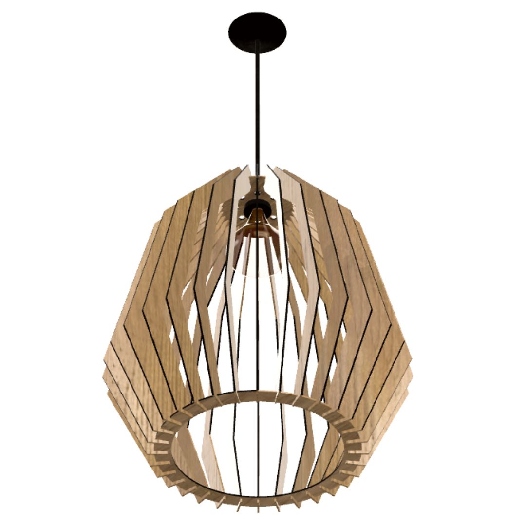 Luminária pendente Amazonas em MDF, Cor: MDF cru. Foto 1 do produto.