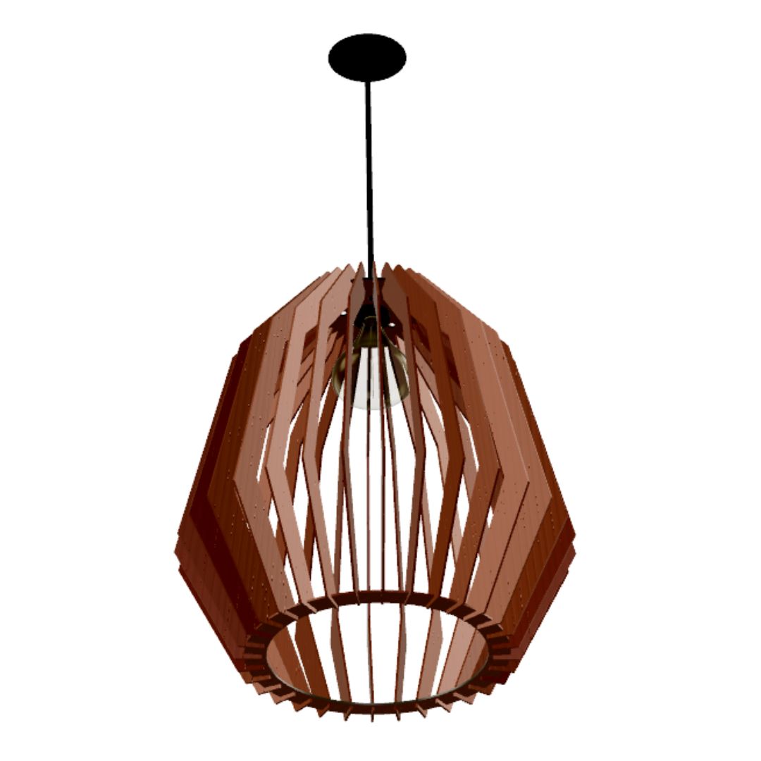 Luminária pendente Amazonas em MDF, Cor: Marrom. Foto 1 do produto.