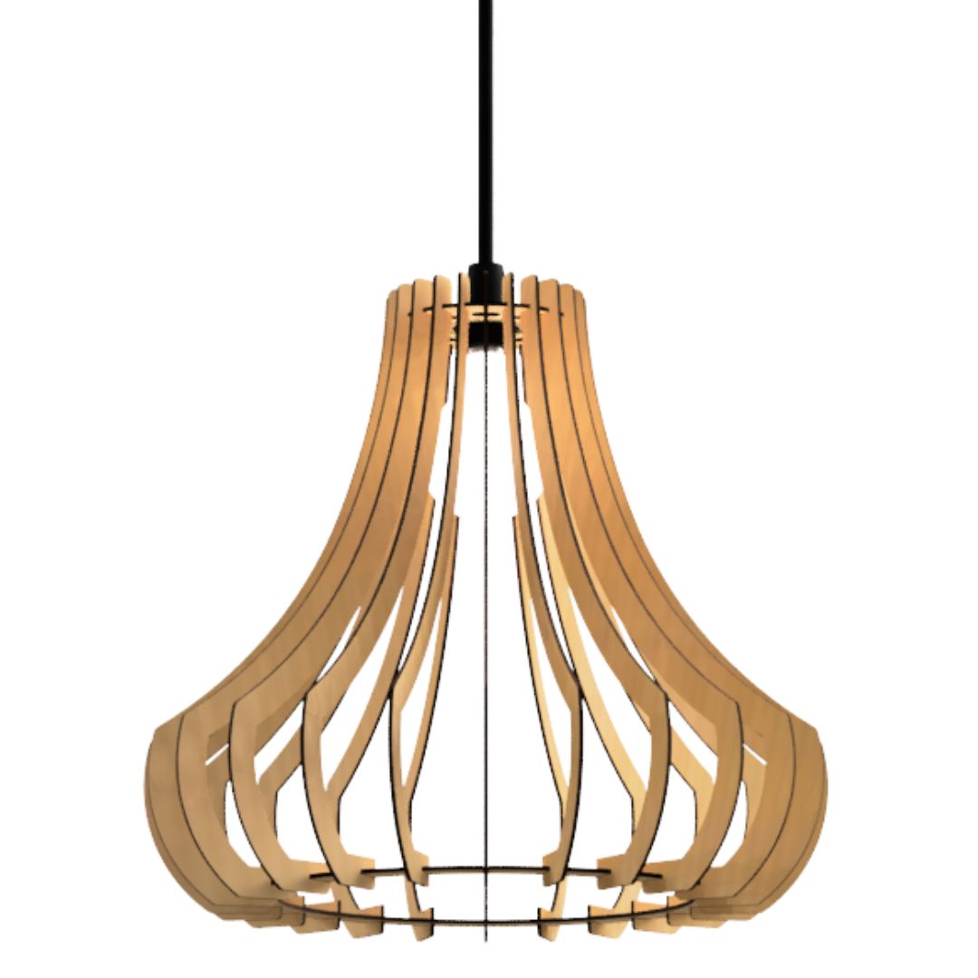 Luminária pendente Gancho em MDF, Cor: MDF cru. Foto 1 do produto.