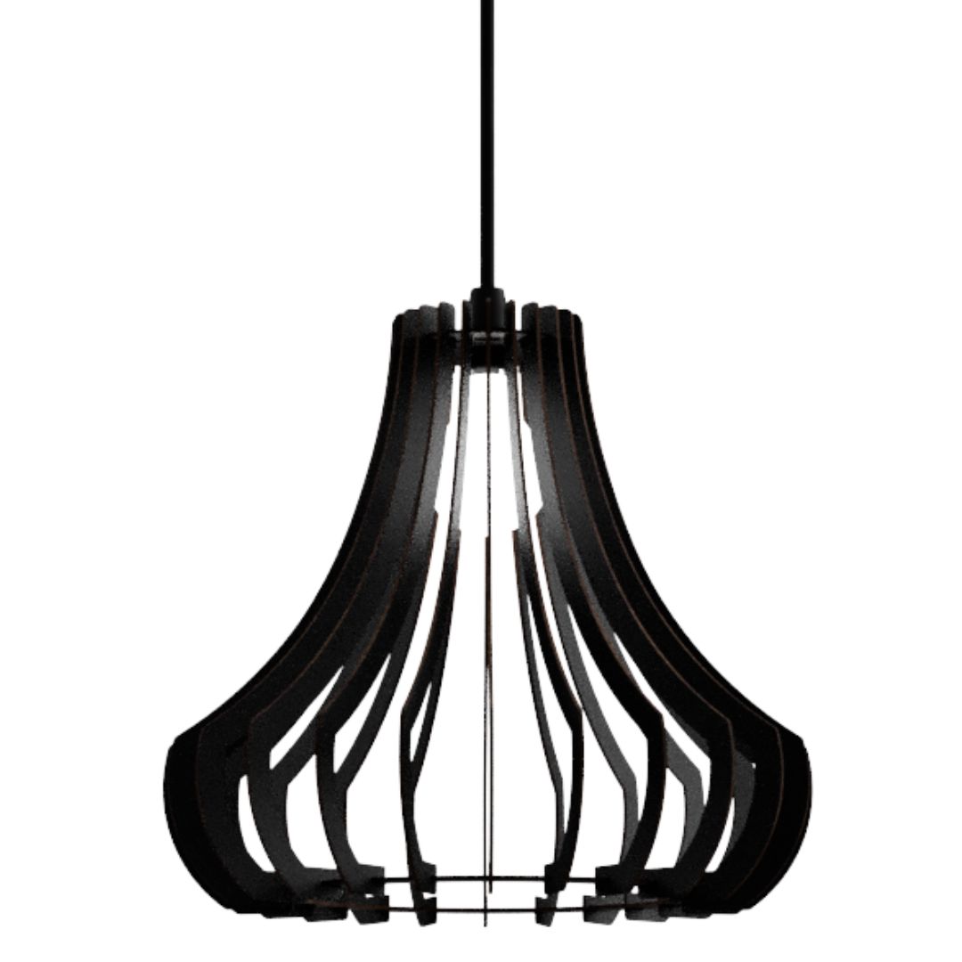 Luminária pendente Gancho em MDF, Cor: Preto. Foto 1 do produto.