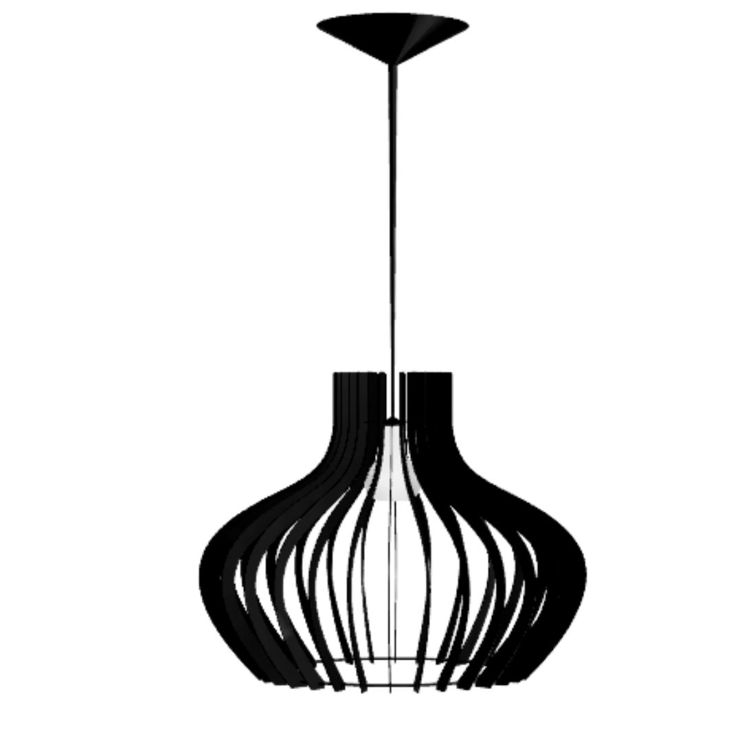 Luminária pendente Decanter em MDF, Cor: Preto. Foto 1 do produto.