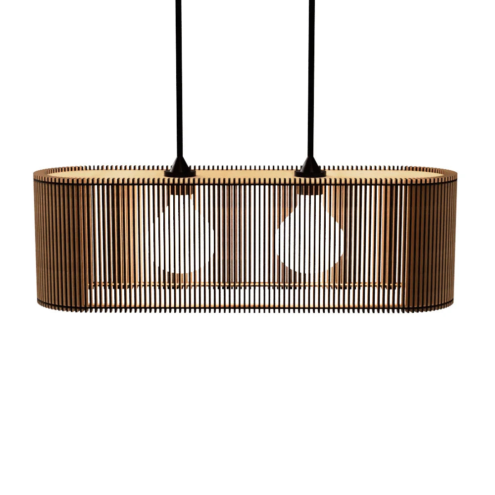 Luminária pendente ripada Veneza, Cor: MDF cru. Foto 1 do produto.